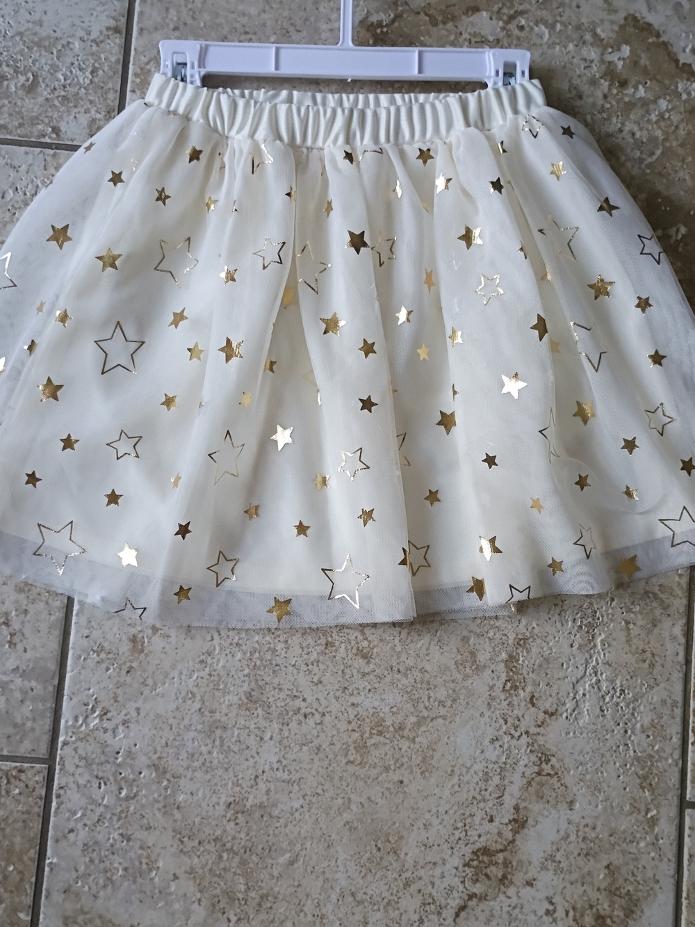 Ivory Tulle Star Skirt with Gold Foil Stars